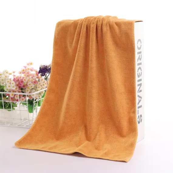 Microfiber Towel 29.5x13.8", 2 PACK Soft Lightweight Bath Towels Quick-Drying Towels Highly Absorbent Wash Cloths, Towels for Bathroom, Body, Gym, Shower, Hotel(White) A_#Gold【2pcs】