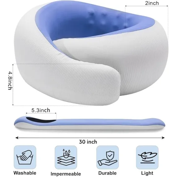 Travel Pillows for Airplanes,Memory Foam Neck Pillow for Traveling,Smooth & Cooling Fabric Plane Pillow for Long Flight,Ideal for Travels,Airplanes,Offices,Cars (Gray, Standard-Broad Fit)