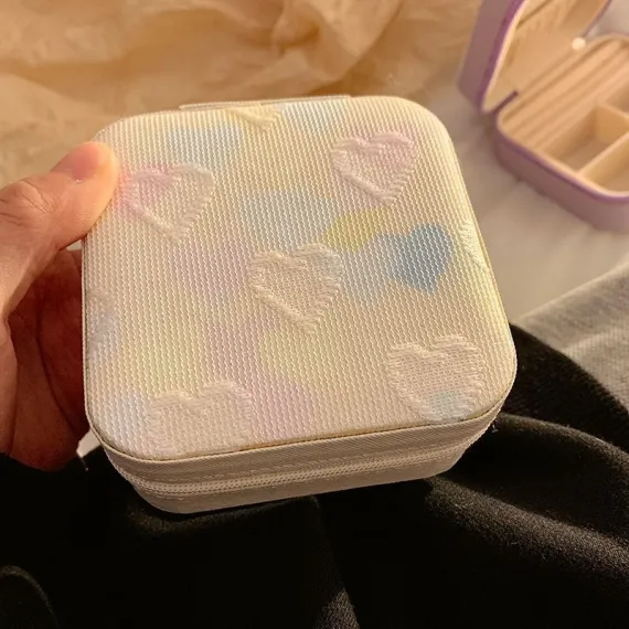 heart shaped jewelry box, jewelry storage, ring compartments, earring storage, anti oxidation jewelry box, travel jewelry box, jewellery organiser, gift for her - Purple - Size pu