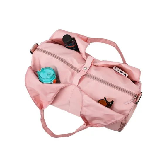 Gym Tote Bag with Shoe Compartment and Wet Dry Storage Pockets for Women Travel Duffel Bag Yoga Gym Bags with Yoga Mat Holder -Pink