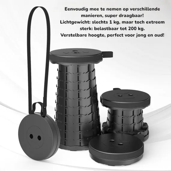 Folding Stool, Telescopic Camping Chair, Lightweight, as a Fishing Chair, Travel Chair and Outdoor Chair