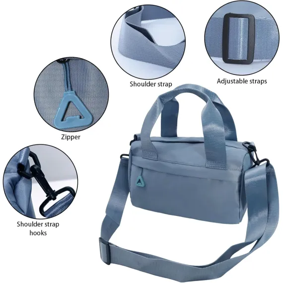 Mini Gym Bag for Women & Men Adjustable Small Duffle Bag with Detachable Strap, Waterproof Gym Tote with Wet Compartment, Portable Fitness Shoulder Bag for Sports & Travel (Black)