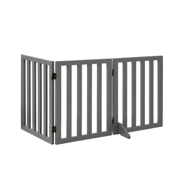 i.Pet Dog Gate Playpen Enclosure 3 Panels Pet Door Fence Wooden Play Pen Stair