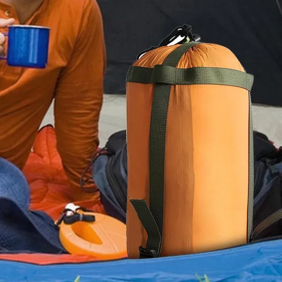 Compression bag - Sleeping bag compression bag - Sleeping bag storage bag - Storage bag - Backpacking storage bags - Portable sleeping bag storage bag - Lightweight backpack bag - Camping storage bag - for travel, camping and outdoor backpacking - Orange