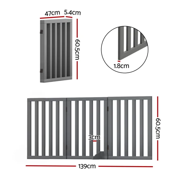 i.Pet Dog Gate Playpen Enclosure 3 Panels Pet Door Fence Wooden Play Pen Stair