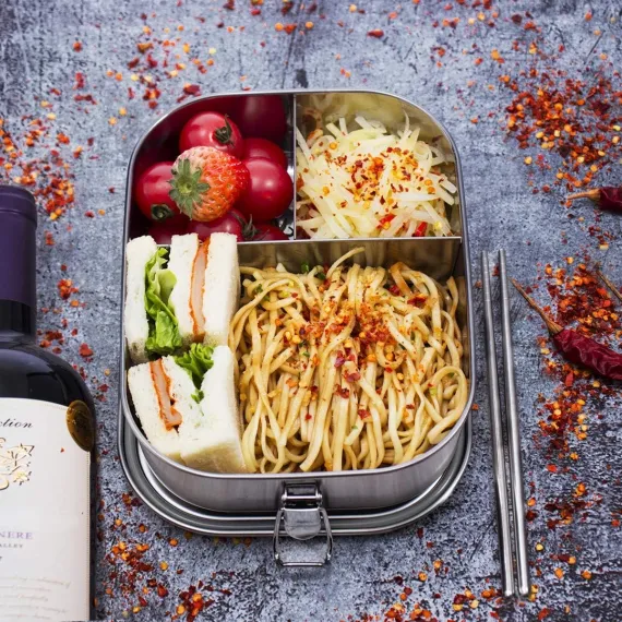 1400ml Lunchbox - Sandwich Box - Bento Box - Stainless Steel Food Containers - Adult Lunchbox - Sandwich Container - Metal Bento Lunchbox - Stainless Steel Food Storage Containers with Separate Compartments - Leakproof - Reusable - Microwave Safe