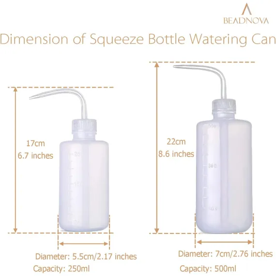 Squeeze Bottle Plant Watering Can Eye Wash Bottle Squeeze Irrigation Plastic Small Watering Can for Indoor Plants Tattoo (2pcs, 250ml and 500ml)