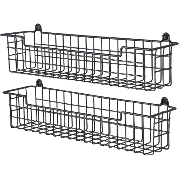 Spice Rack Organizer Wall Mount, Spice Organization Storage Shelf for Cabinet Door, 2 Packs Wall Spice Rack Saving Space for Kitchen, Black
