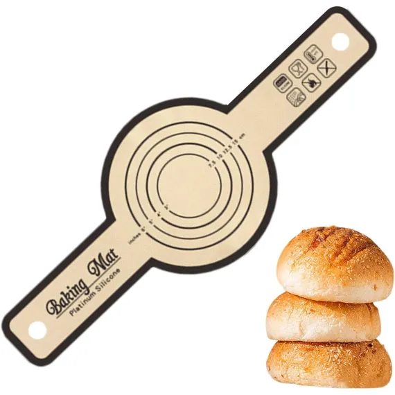 Dough Rolling Mat, Silicone Dough Mat | Foldable Silicone Bread Lifter Bread Baking Mat, Kneading Rolling Mat Silicone Bread Mat with Precise Scale_max