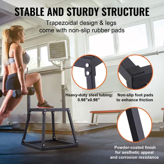 Plyometric Jump Boxes, 12/18/24 Inch Plyo Box, Platform and Jumping Agility Box, Anti-Slip Fitness Exercise Step Up Box Set for Home Gym Training, Conditioning Strength Training, Black
