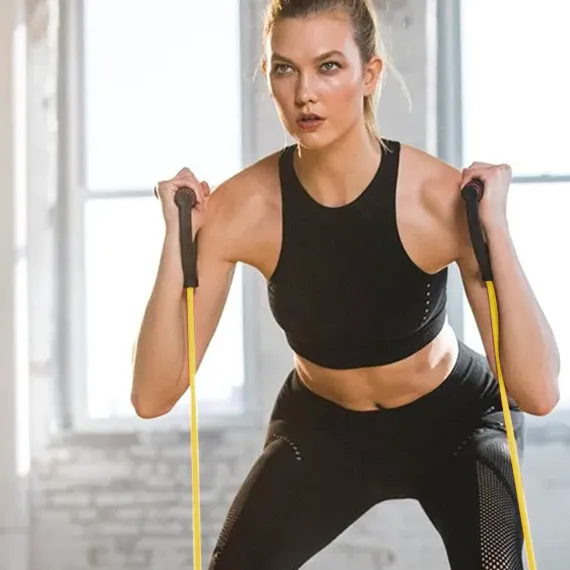 Resistance Bands with Handles, Exercise Bands with Handles, Single Resistance Bands for Resistance Training, Physical Therapy,Home Workouts, Yellow