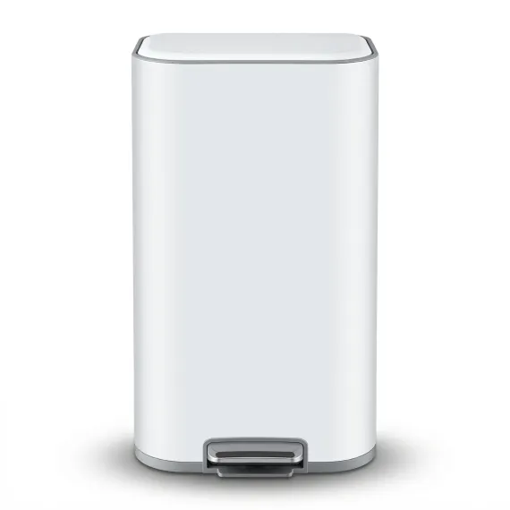 Cefito Kitchen Trash Can 40L Pedal Bins Rubbish Bin Steel with Soft Close Lid, Removable Inner Bucket, Rectangular Garbage Can Recycling Bin, White