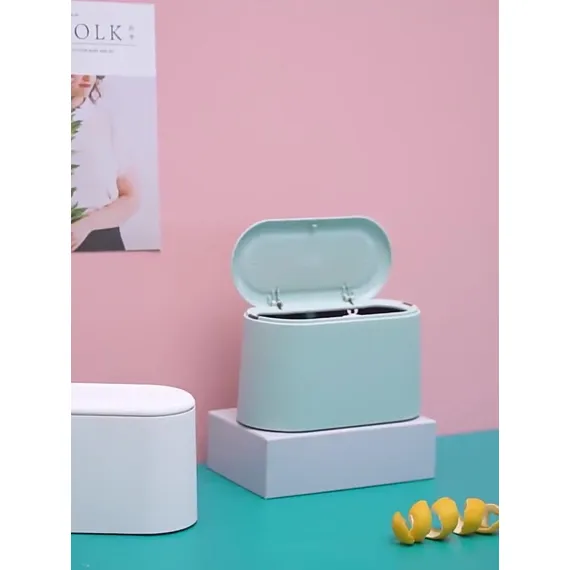 Trash Can - Sensor Trash Can - Sturdy - Countertop Waste Bin - Mini Trash Can - Desktop - Tabletop Waste Bin - Plastic Trash Can - Bathroom Waste Bin - Recycling Waste Bin - Car Trash Can - Blue - Office Trash Cans - Home / Office