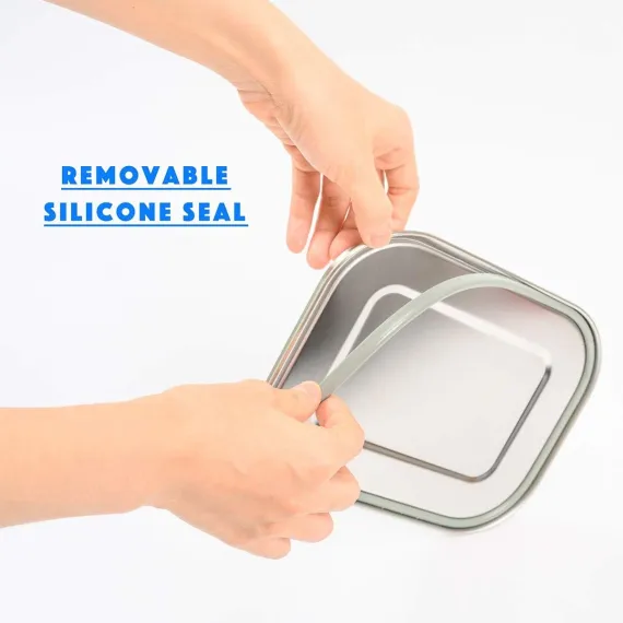 1400ml Lunchbox - Sandwich Box - Bento Box - Stainless Steel Food Containers - Adult Lunchbox - Sandwich Container - Metal Bento Lunchbox - Stainless Steel Food Storage Containers with Separate Compartments - Leakproof - Reusable - Microwave Safe