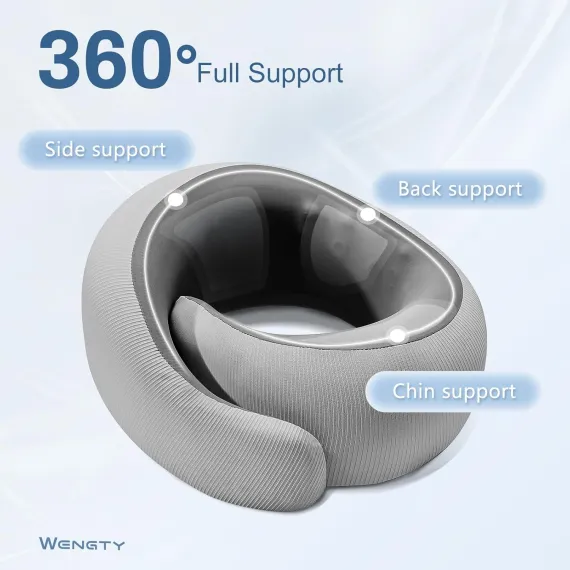 Travel Pillows for Airplanes,Memory Foam Neck Pillow for Traveling,Smooth & Cooling Fabric Plane Pillow for Long Flight,Ideal for Travels,Airplanes,Offices,Cars (Gray, Standard-Broad Fit)