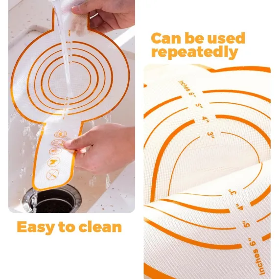 3 Pieces Oven Baking Mat - Bread Sling - Multifunctional - Silicone - Sling Baking Mat with Long Handle - Bread Baking Mat - Reusableh Oven Liner with Long Handles - Suitable for air fryer, oven and microwave - 52.5×21.5×0.07cm