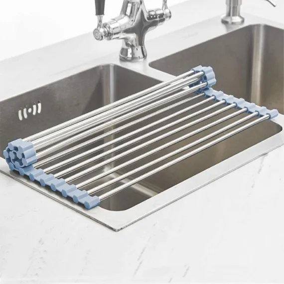 Over The Sink Dish Drying Rack, Roll Up Dish Drying Rack Kitchen Dish Rack + Silicone Soda Can Cover Lids, Reusable Soda Can Lids Beer Can