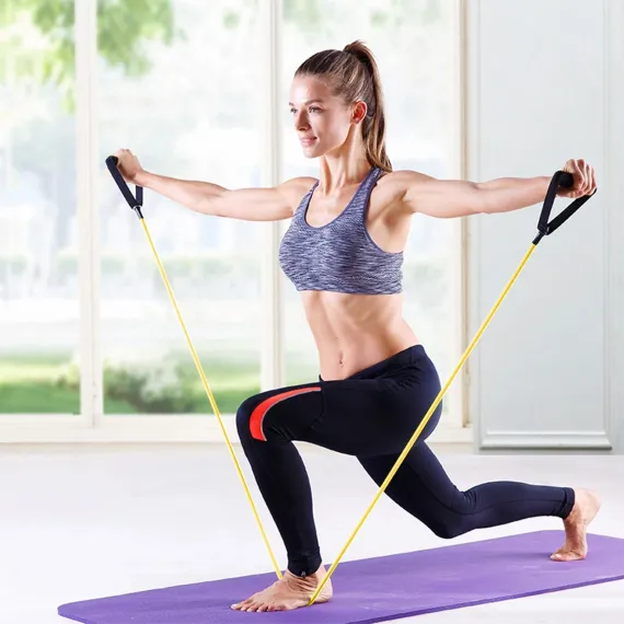Resistance Bands with Handles, Exercise Bands with Handles, Single Resistance Bands for Resistance Training, Physical Therapy,Home Workouts, Yellow