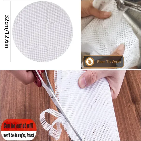 8 pieces Silicone Steam Mat - 32 cm - Reusable - Baking Mats - With Non-stick Coating - Steam Paper - For Dumplings, Buns, Dim Sum - Round - White