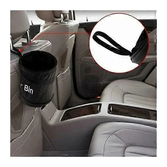 Black Portable Collapsible Car Bin | Trash Can| Bin| Car Bin | Car Accessories | Rubbish Bin | Car Gadgets | Storage Basket | Pop-up Leak Proof Trash
