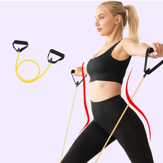 Resistance Bands with Handles, Exercise Bands with Handles, Single Resistance Bands for Resistance Training, Physical Therapy,Home Workouts, Yellow