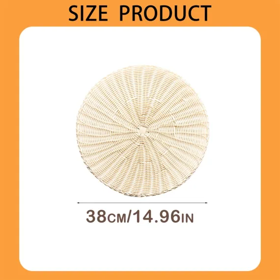 Round Woven Placemats, Non Slip Heat Resistant Plastic Table Mats, Table Placemat For Household Use, Round Rattan Placemats, White, 35.6 cm