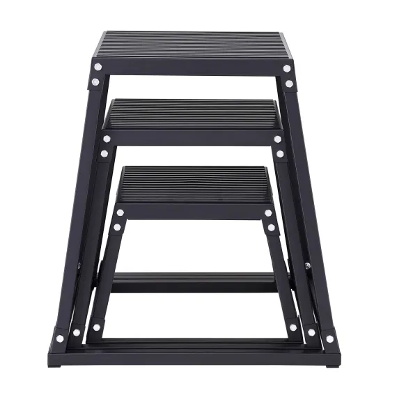 Plyometric Jump Boxes, 12/18/24 Inch Plyo Box, Platform and Jumping Agility Box, Anti-Slip Fitness Exercise Step Up Box Set for Home Gym Training, Conditioning Strength Training, Black