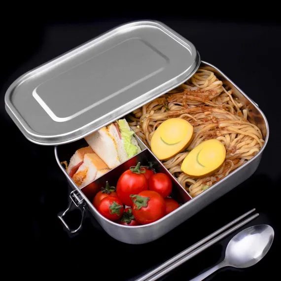 1400ml Lunchbox - Sandwich Box - Bento Box - Stainless Steel Food Containers - Adult Lunchbox - Sandwich Container - Metal Bento Lunchbox - Stainless Steel Food Storage Containers with Separate Compartments - Leakproof - Reusable - Microwave Safe