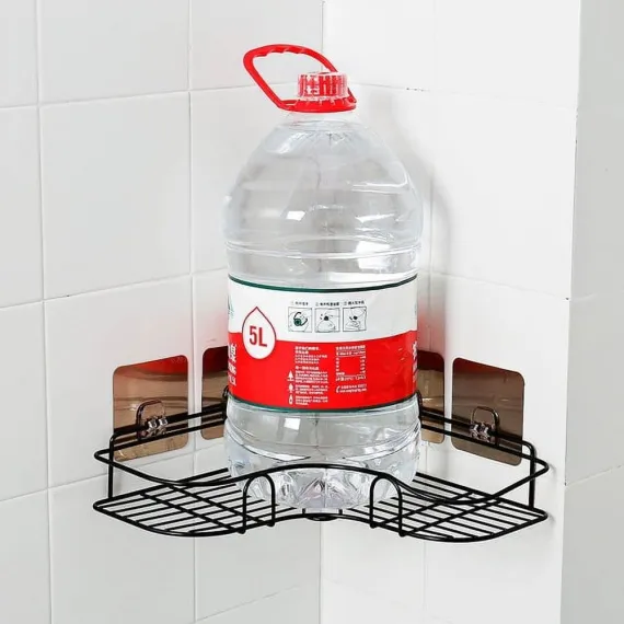 Shower Caddy Corner Shelf, Adhesive Bathroom Storage Shower Caddy Wall Mounted No Drilling & Rustproof Corner Rack Organizer for Bathroom and Kitchen, Black