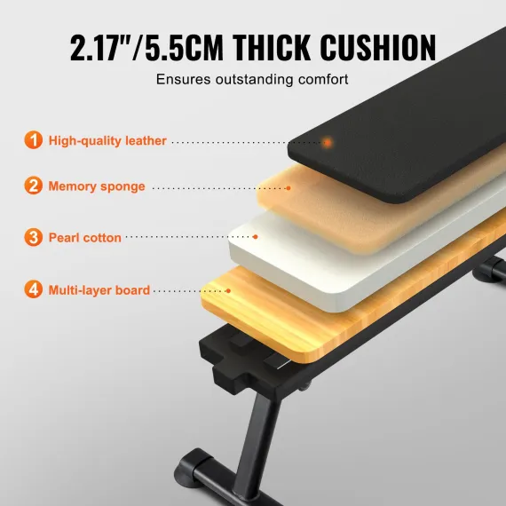 Flat Weight Bench, Foldable Strength Training Bench, Utility Workout Bench for Full Body Workout, 1000 LBS Press Bench for Home Gym Exercise, for Multi-Purpose Weight Training and Ab Exercises