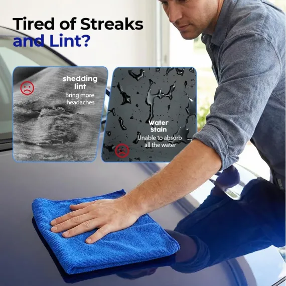 Microfiber Towels for Cars, Microfiber Cleaning Cloth, All-Purpose Microfiber Towels, Cleaning Rags for Cars, Hoe, Free from Streaks/Lint/Scratch, Blue, 12" x 12" (15-Pack)