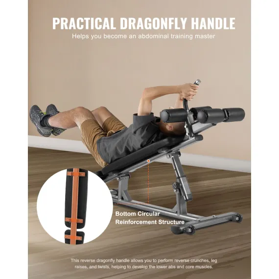 Sit Up Bench, Decline Ab Bench with Reverse Crunch Handle, with 4 Adjustable Height Settings, Heavy Duty Steel, 454 kg Capacity, for Home Gym Workouts, Strength Training, Full Body Muscles