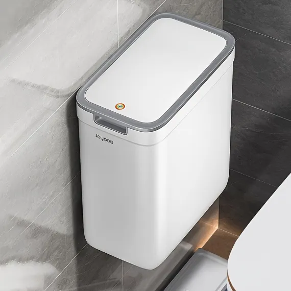 Wall Mounted Trash Bin Press Top Trash Bin Large Capacity Bin Bathroom Bin - White - Size large