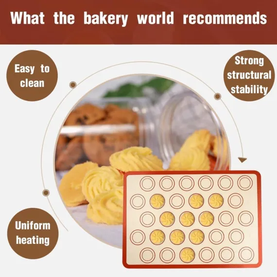 2 pieces Silicone macaron baking mat - 42 x 29.5 cm - Non-stick mat - Non-slip - Washable - Reusable - For making gingerbread / cake / bread - Non-stick silicone macaron baking tray - Red