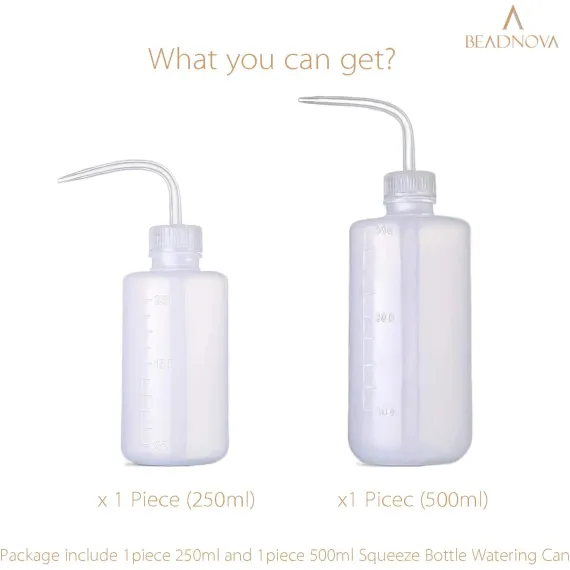 Squeeze Bottle Plant Watering Can Eye Wash Bottle Squeeze Irrigation Plastic Small Watering Can for Indoor Plants Tattoo (2pcs, 250ml and 500ml)