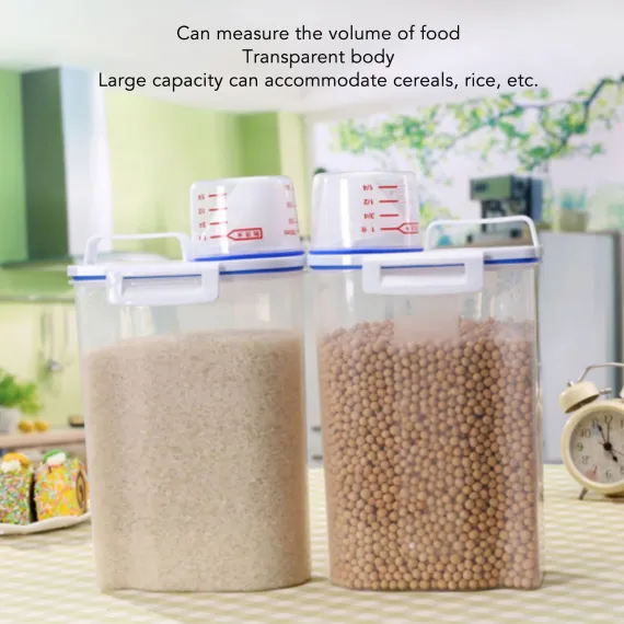 Rice Container Portable Compact 2kg Capacity Box Design Food Grade PP Plastic Airtight Food Storage Container Transparent Color