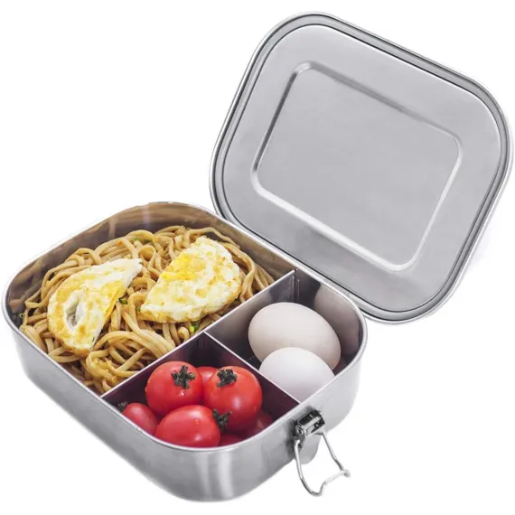 1400ml Lunchbox - Sandwich Box - Bento Box - Stainless Steel Food Containers - Adult Lunchbox - Sandwich Container - Metal Bento Lunchbox - Stainless Steel Food Storage Containers with Separate Compartments - Leakproof - Reusable - Microwave Safe