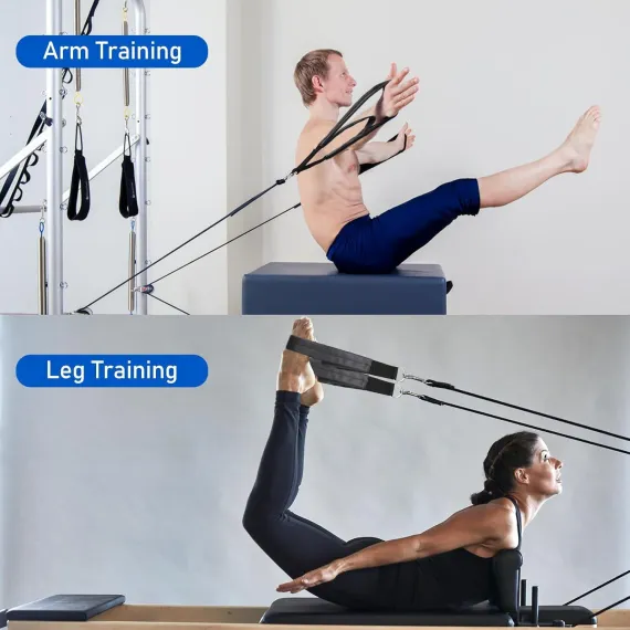 Pilates Straps - Double Loop D-Ring Straps for Reformer, Padded, Home Gym Workout 1 Pair Pilates Double Loop Straps for Reformer Fitness D-Ring Straps Handle,