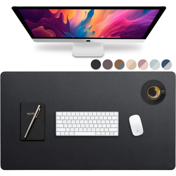 Leather Desk Pad 36" x 20",  Office Desk Mat Waterproof Black - Premium Quality - Smooth Mouse Writing Surface - Maximum Protection Dual-Sided Pu Leather Blotter for Desk Office/Home