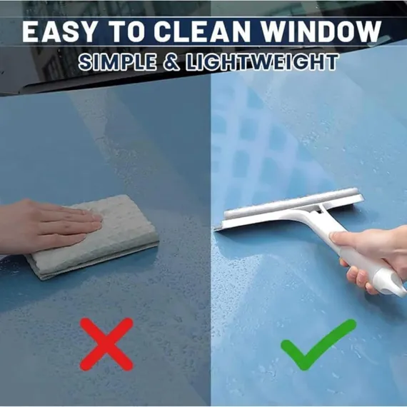 Recyclable Silicone Window Squeegee Kit, 3 in 1 Window Cleaning Scraper, Squeegee and Scrubber with Spray, Window Cleaning Scrapersqueegee, for Car, Home, Kitchen (White-1pcs)