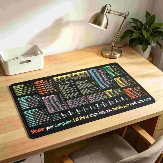Excel Cheat Sheet Desk Pad Mat, 11.8x31.5in Large Waterproof Mouse Pad for Gaming & Office, Computer mat with excel Shortcuts