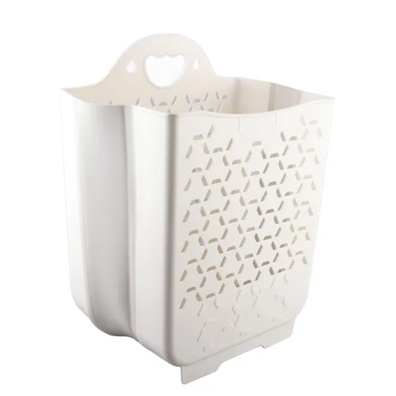 Collapsible Hanging Laundry Basket PP Wall Mounted Collapsible Laundry Hamper for Laundry Dorm Room (Large White)