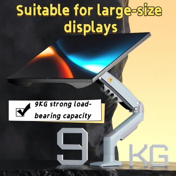 Single Monitor Arm for 17-30 Inch Screens,Height Adjustable Desk Mount Sliver Aluminium Monitor Stand, VESA 75/100mm with C-Clamp/Grommet Base&Gas Spring,Ergonomic Stand for Work/Gaming