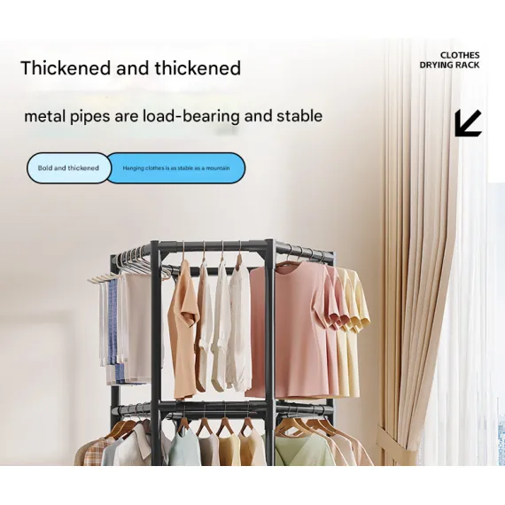 Black single layer  360°Rotating Portable Garment Rack - Heavy Duty Rolling Clothes Stand with Wheels for Bedroom & Laundry