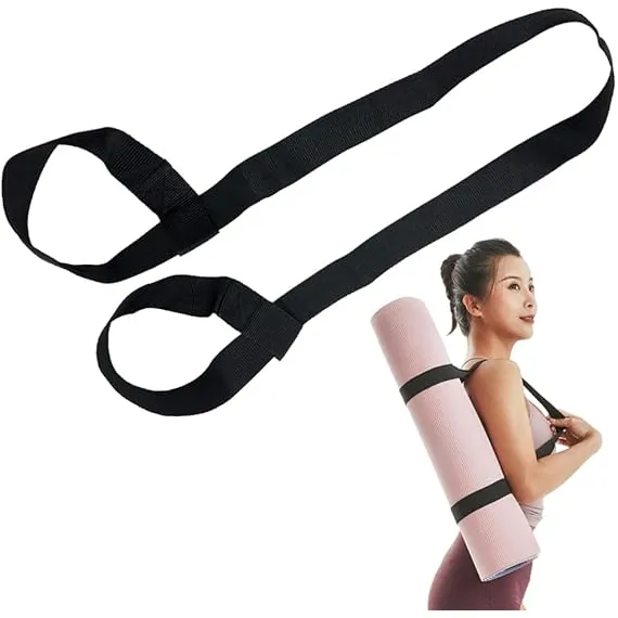 Yoga Mat Strap for Carrying - Cotton Yoga Mat Carry Strap Sling- Adjustable Loops for all Mat Sizes(Yoga Mat not included)