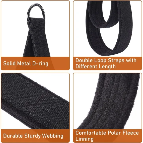 2PCS Pilates Straps, Pilates Double Loop Straps for Reformer, Fitness D-Ring Straps Double Loops Padded, Pilates Equipment D-Ring