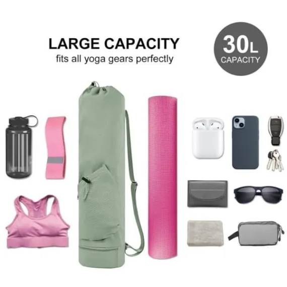 Green Yoga Mat Bag Yoga Accessories Pilates Bag Fitness Bag Yoga Essentials Durable