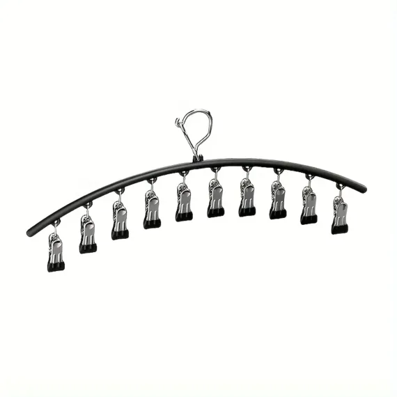 3PCS Windproof Clothes Drying Rack Balcony Hanger Pantyhose Underwear Clips - Black