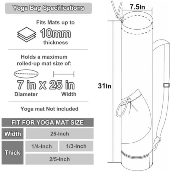 Beige Black Beige Yoga Mat Bag Yoga Mat Carrier Pilates Bag Fitness Accessory Yoga