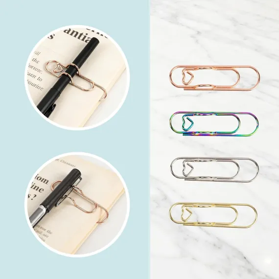 Pen Holder Clip, Metal Pen Holder Clips for Notebook - 8 Pcs Colorful Paper Clip Pen Holder Planner Accessories, 4 Color Available (Only for Pens with a Thickness of Less Than 0.5 Inches)